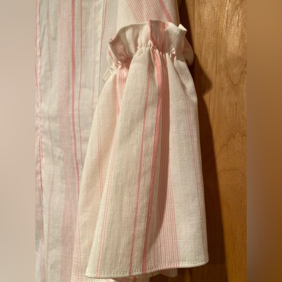 Chic Pink and White Striped Blouse with Ruffle Sleeves (NWOT) - Picture 4 of 4